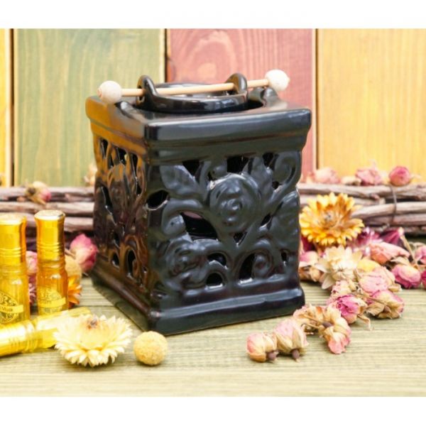 Аромалампа керамічна "Колодязь з трояндами" Чорна