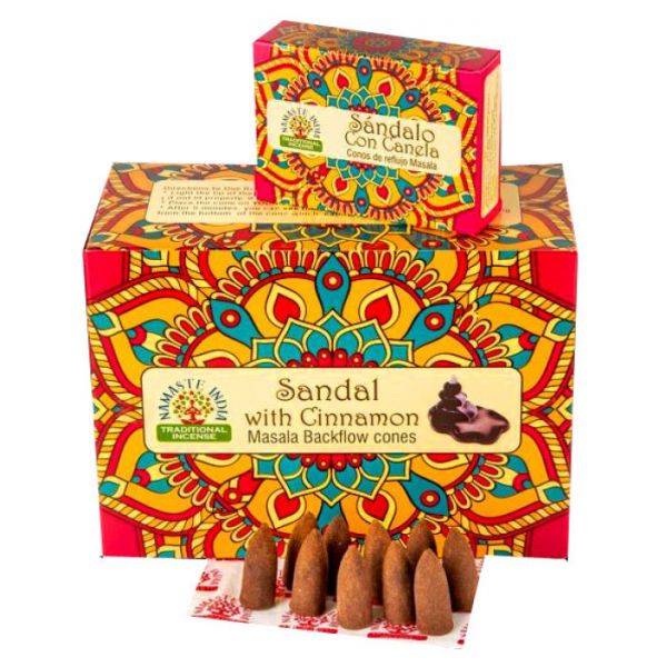 Ароматичні конуси для Backflow Сандал та Кориця NAMASTE INDIA SANDAL CINNAMON