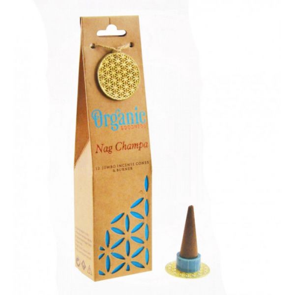 Пахощі ароматичні конуси з керамічною підставкою Наг Чампа (Плюмерія) ORGANIC GOODNESS