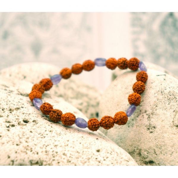 Браслет Рудракша + Аметист 24 намистини