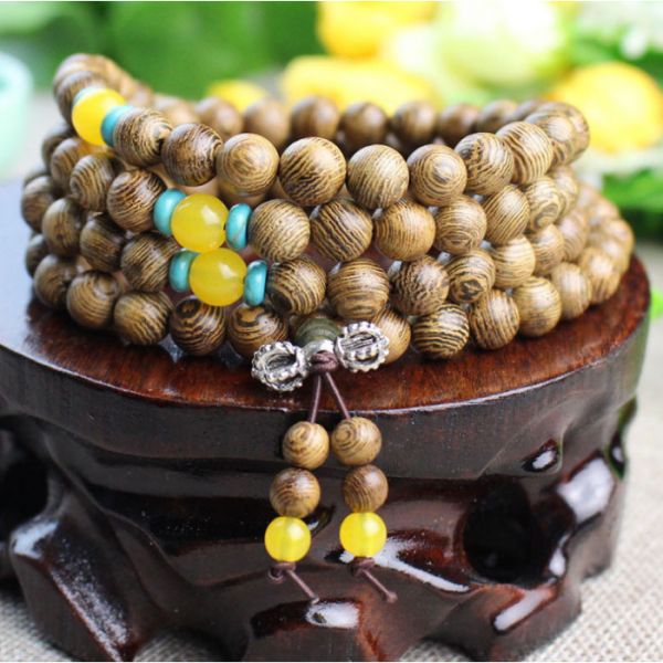 Чотки 108 бусин 8мм З ДЕРЕВА ВЕНГЕ + ВАДЖРА