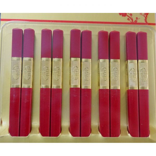 Палочки для еды 5 пар 24см. Красный Цзиньфу