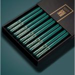 Палочки для еды U.SEMO набор 10 пар Зелёные звёзды Пластик