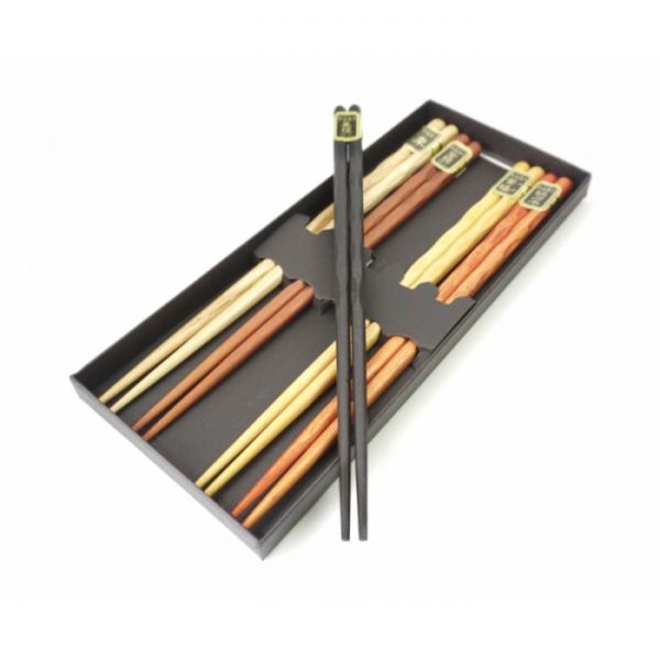 Палочки для суши деревянные ассорти в подарочной упаковке  5 видов набор 5 пар