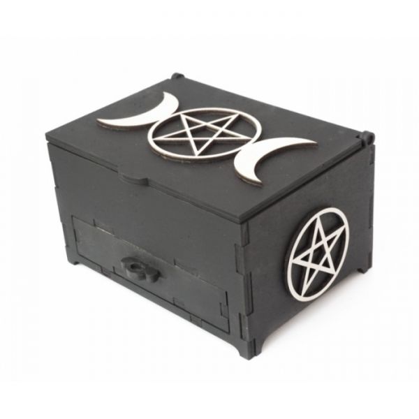 Шкатулка Таро триєдина подвійна з ящиком (чорна)