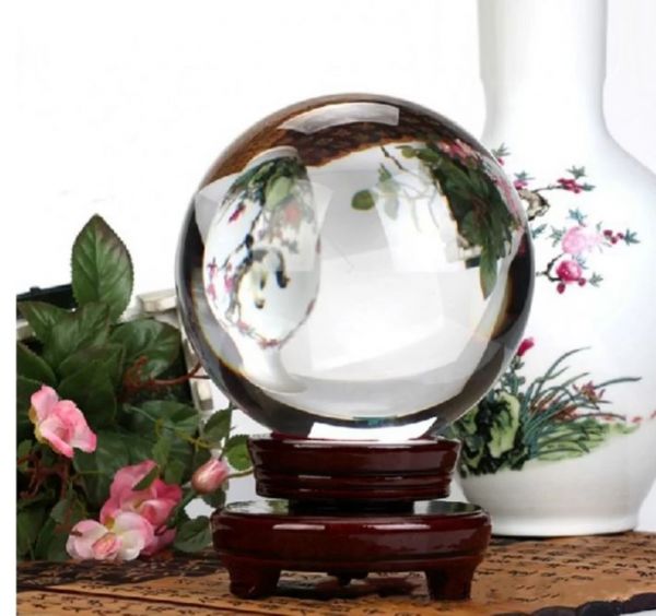 Шар "кришталевий" настільний на дерев'яній підставці 15 см