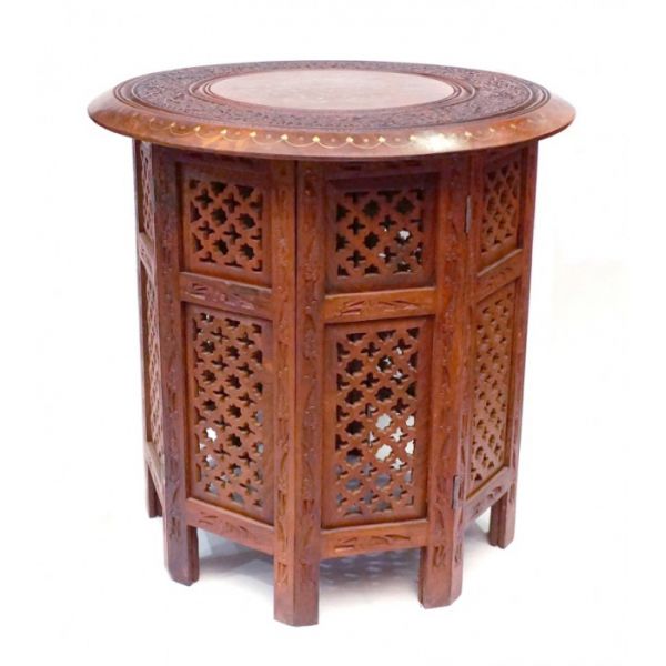 Столик з червоного дерева шестигранний